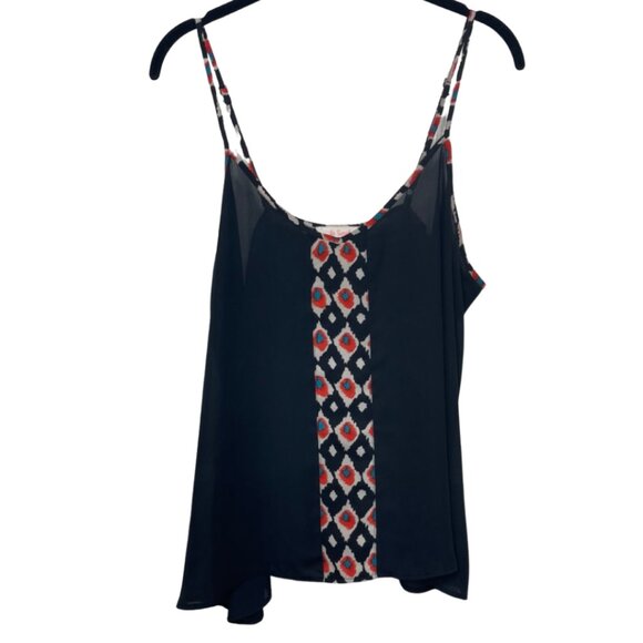 Le Sample Tops - LE SAMPLE | Womens Spaghetti Strap Black Sheer Tank Top | Size L